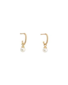 TINY PEARL HOOPS (18K GOLD PLATED)