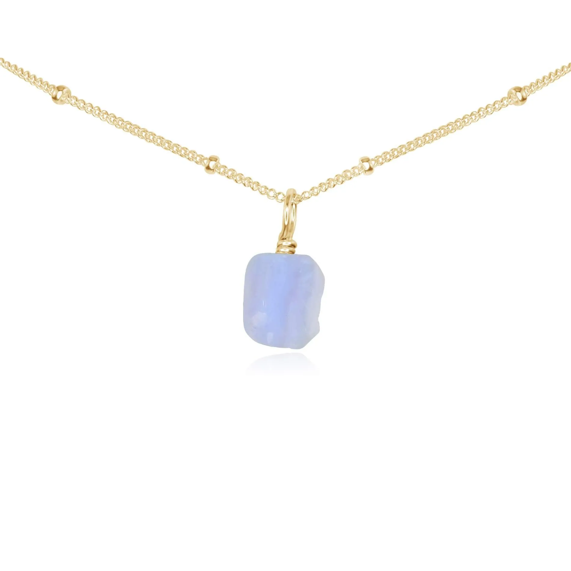Tiny Rough Blue Lace Agate Gemstone Pendant Choker