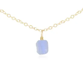 Tiny Rough Blue Lace Agate Gemstone Pendant Choker