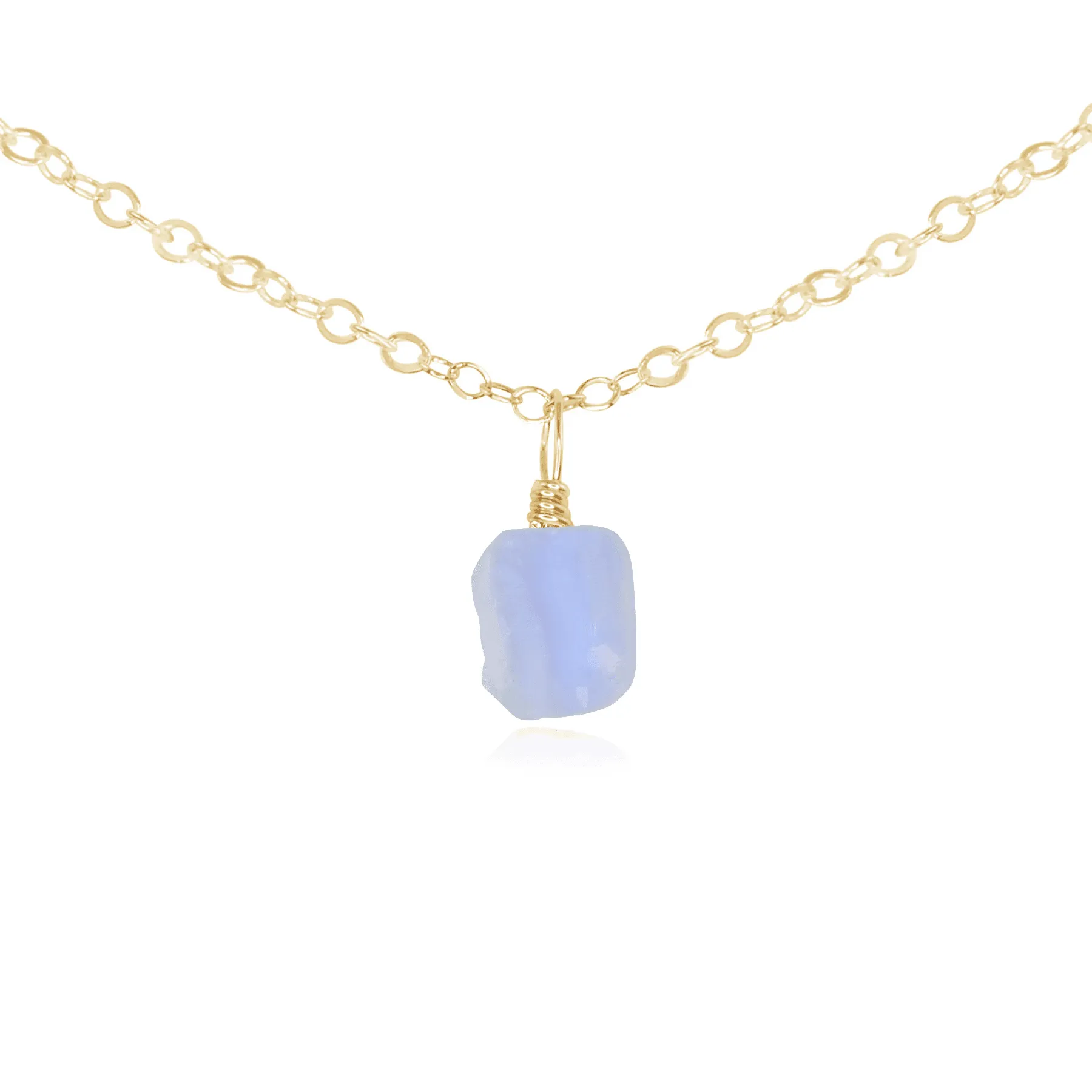Tiny Rough Blue Lace Agate Gemstone Pendant Choker