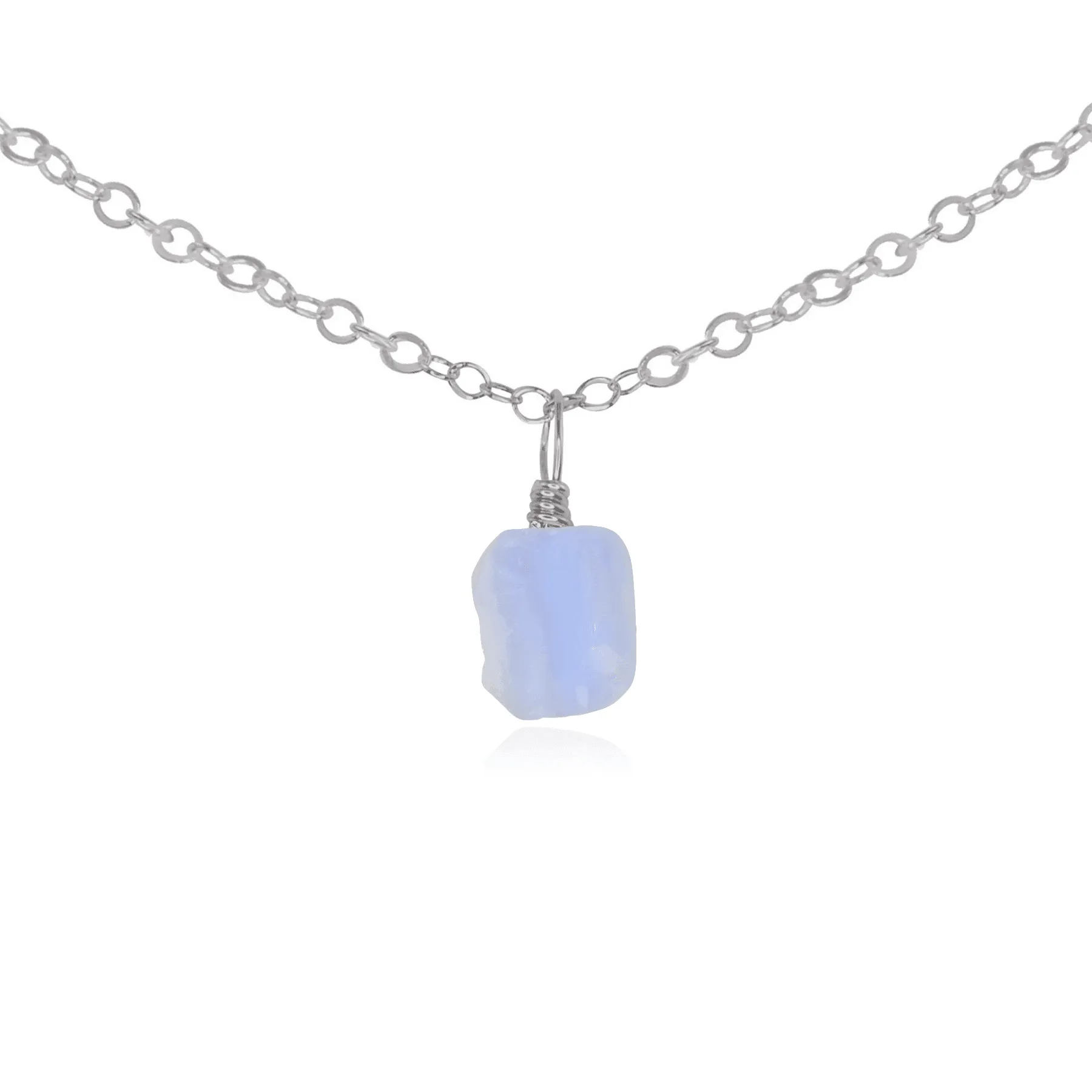 Tiny Rough Blue Lace Agate Gemstone Pendant Choker