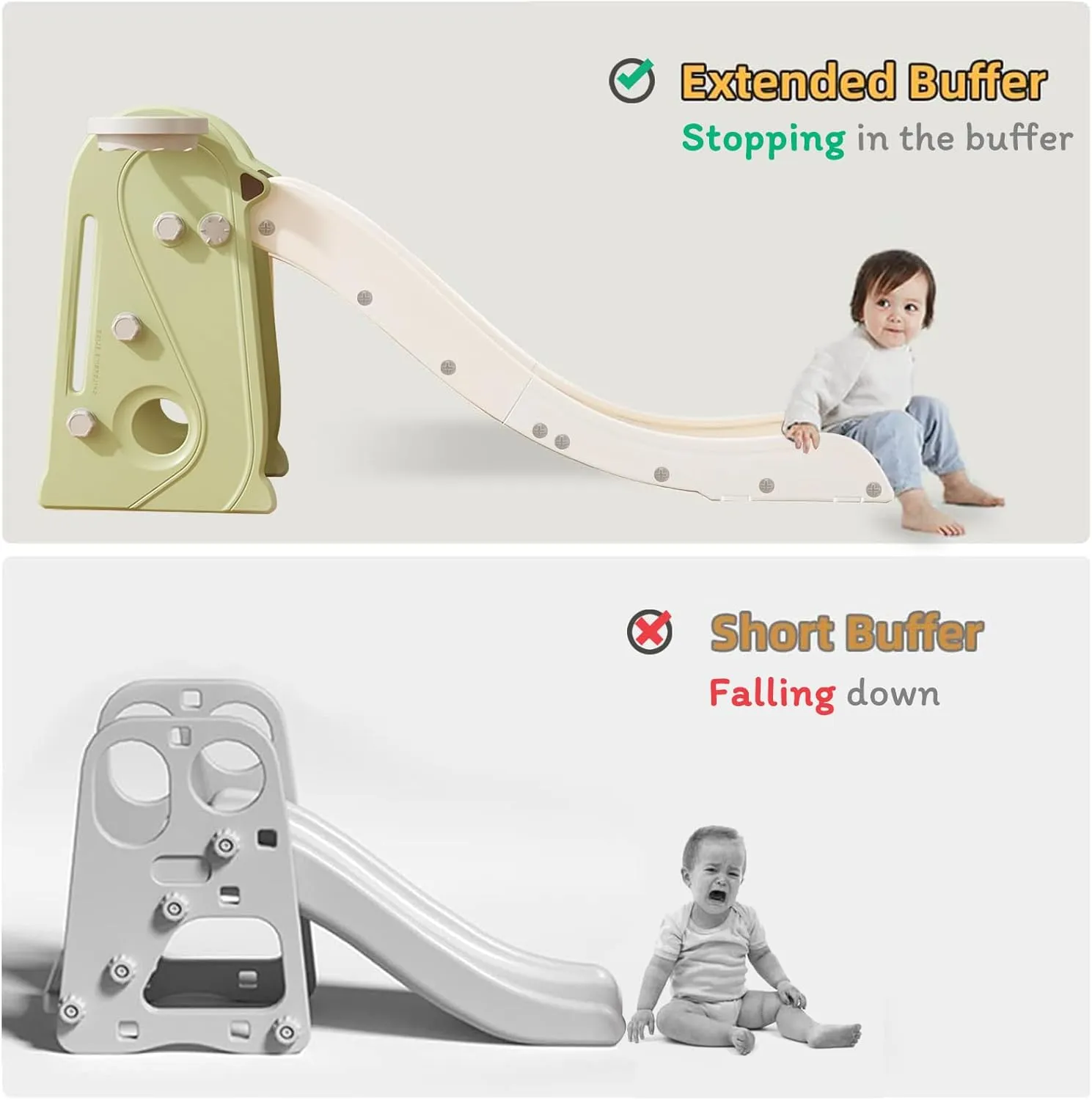 Toddler Slide Indoor Outdoor for Kids, 3 in 1 Foldable Kids Slide Easy Set Up Playset with Basketball Hoop & Ball, Freestanding Baby Slideway with Extra Long Slipping Slope