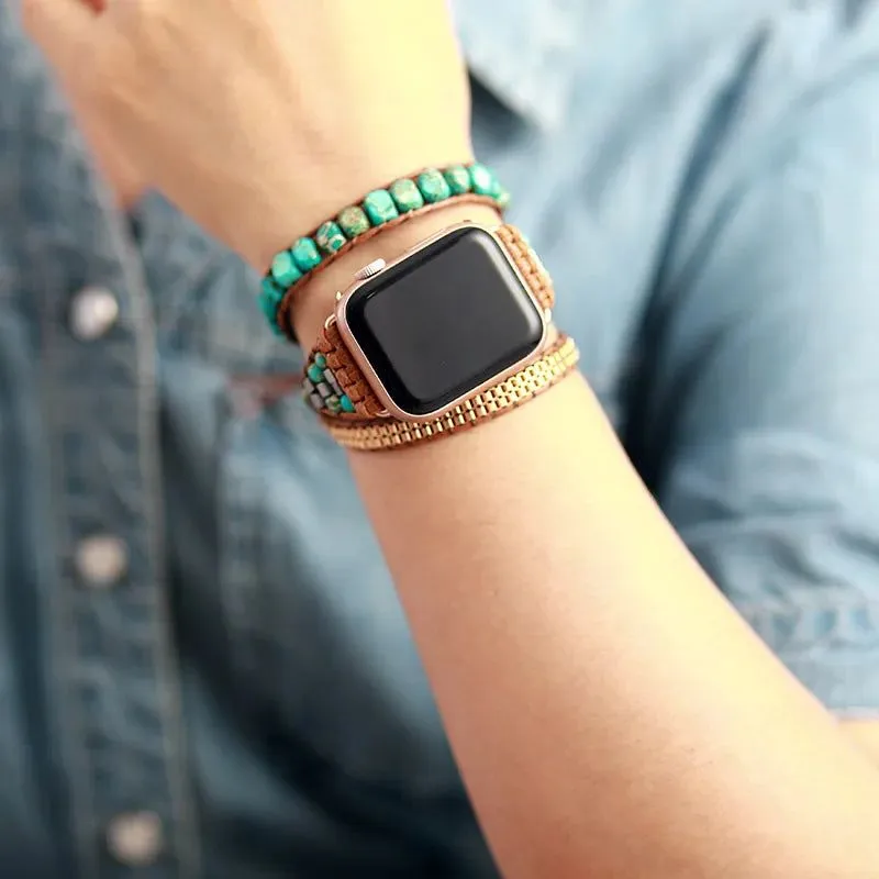 Turquoise Healing Beads Apple Watch Strap