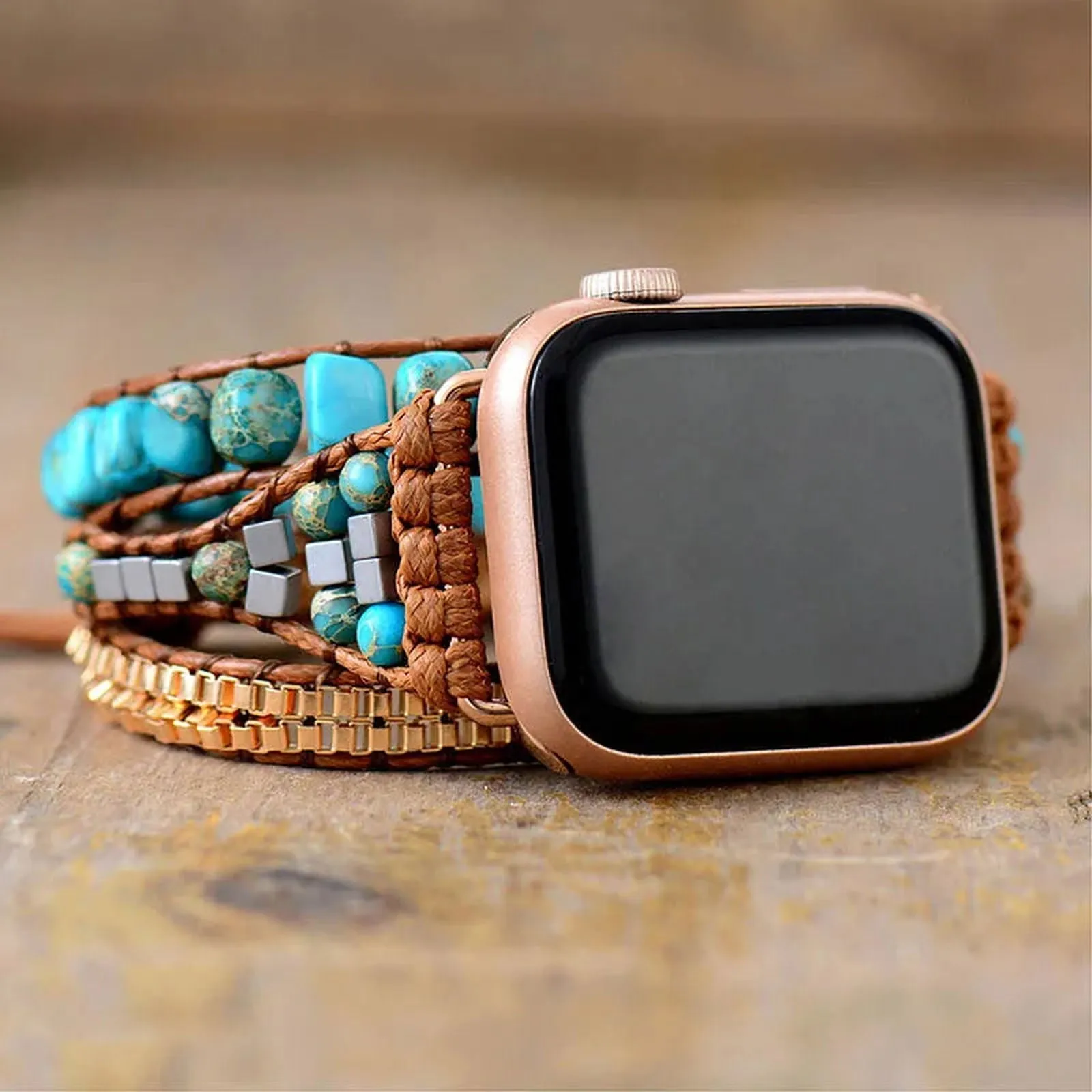 Turquoise Healing Beads Apple Watch Strap