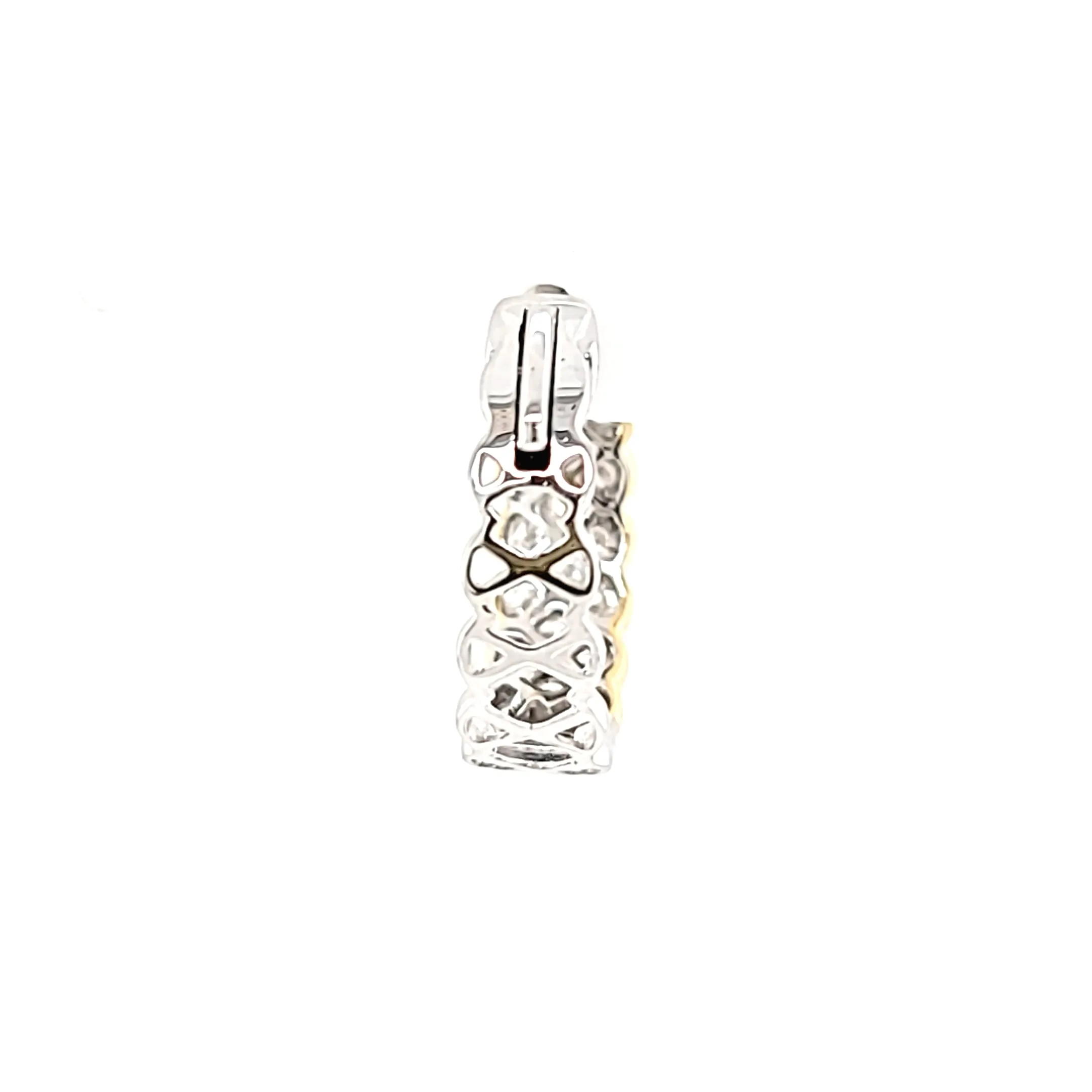 Two Tone Diamond Textured Hoop Earrings (I6795)