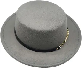 Unisex Wool Fedora Hat With Chain & Ribbon - Elegant For Winter Jazz & Church