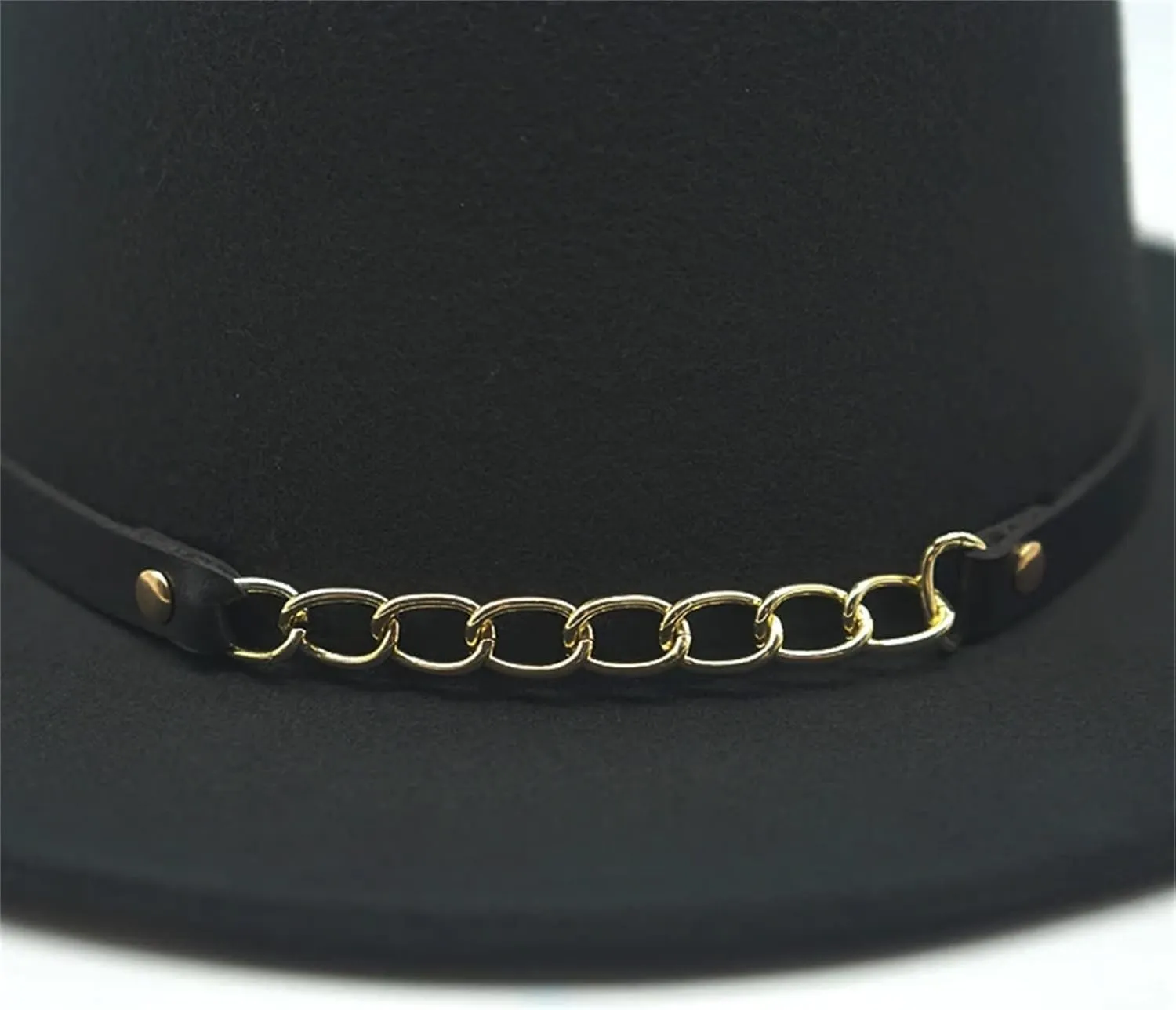 Unisex Wool Fedora Hat With Chain & Ribbon - Elegant For Winter Jazz & Church