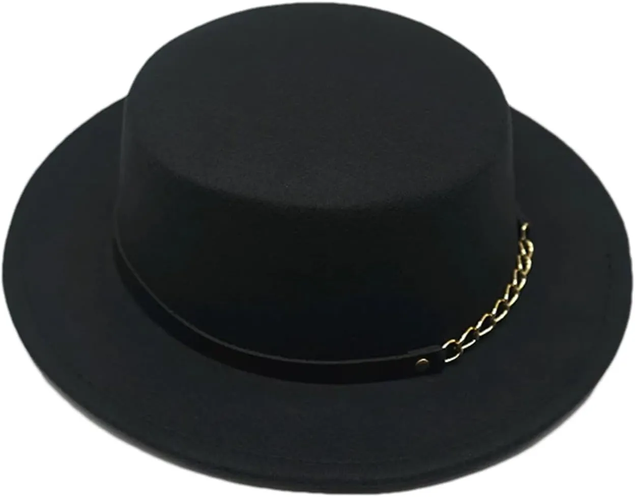 Unisex Wool Fedora Hat With Chain & Ribbon - Elegant For Winter Jazz & Church