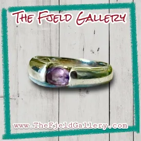 Vintage Amethyst Sterling Silver Sleek Modern Minimalist Ring