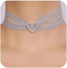 Vintage Lace Bowknot Choker Lace Pattern Collar Choker Gothic Bow-knot Neckchain Dainty Bow-knot Collar Necklace Halloween Costume Necklace for Women (blue)