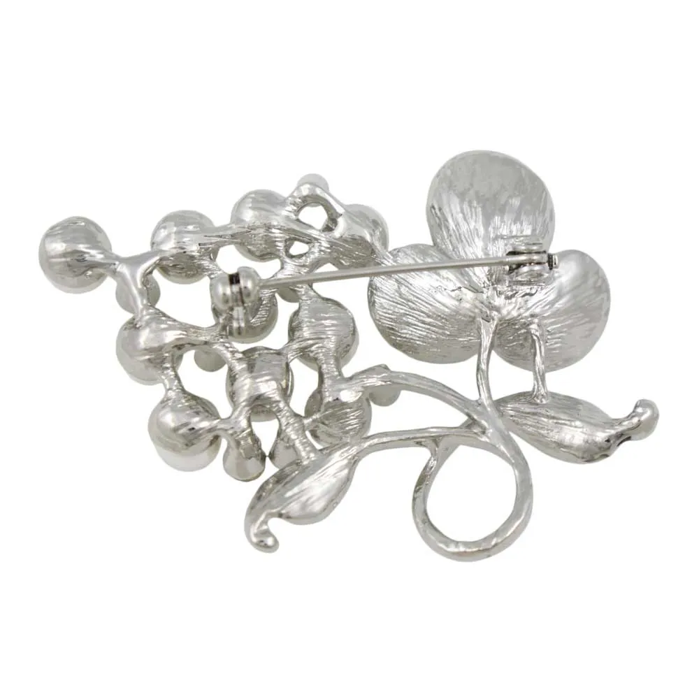 White Enamel Flower with White Pearls Brooch Pin - PRP266