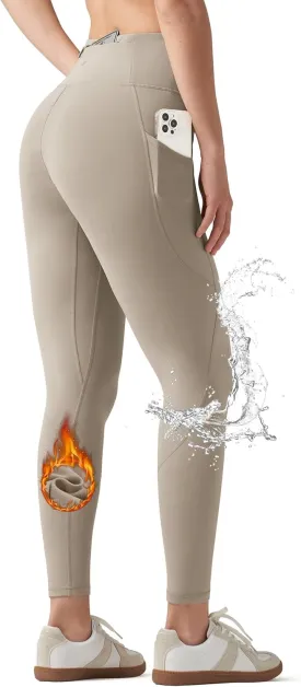 Willit Women's Fleece Lined Leggings Water Resistant Winter Pants Thermal High Waisted Yoga Hiking Running Tights Pockets