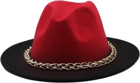 Women Men Winter Autumn Chain Woolen Fedoras Top Hat Jazz Caps Bowler Hats