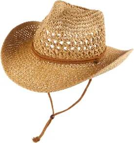 Women Straw Cowboy Hat Wide Brim Sun Hat Cowgirl Summer Western Cowboy Hat for Travel Outdoor Family Hat for Men