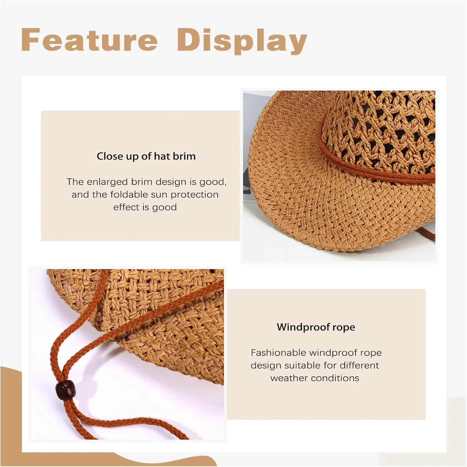 Women Straw Cowboy Hat Wide Brim Sun Hat Cowgirl Summer Western Cowboy Hat for Travel Outdoor Family Hat for Men