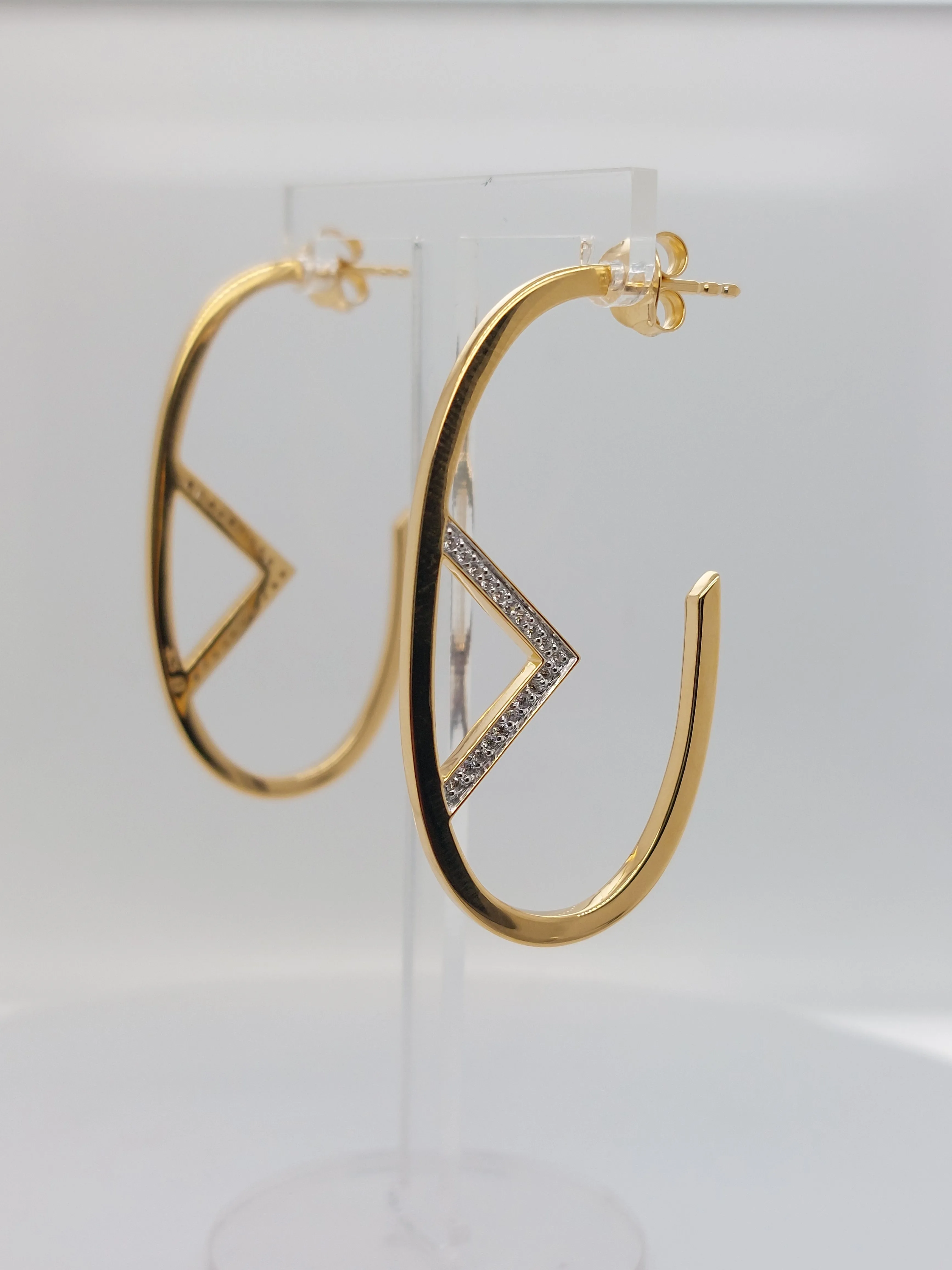 Yellow Oval Triangle CZ Studs