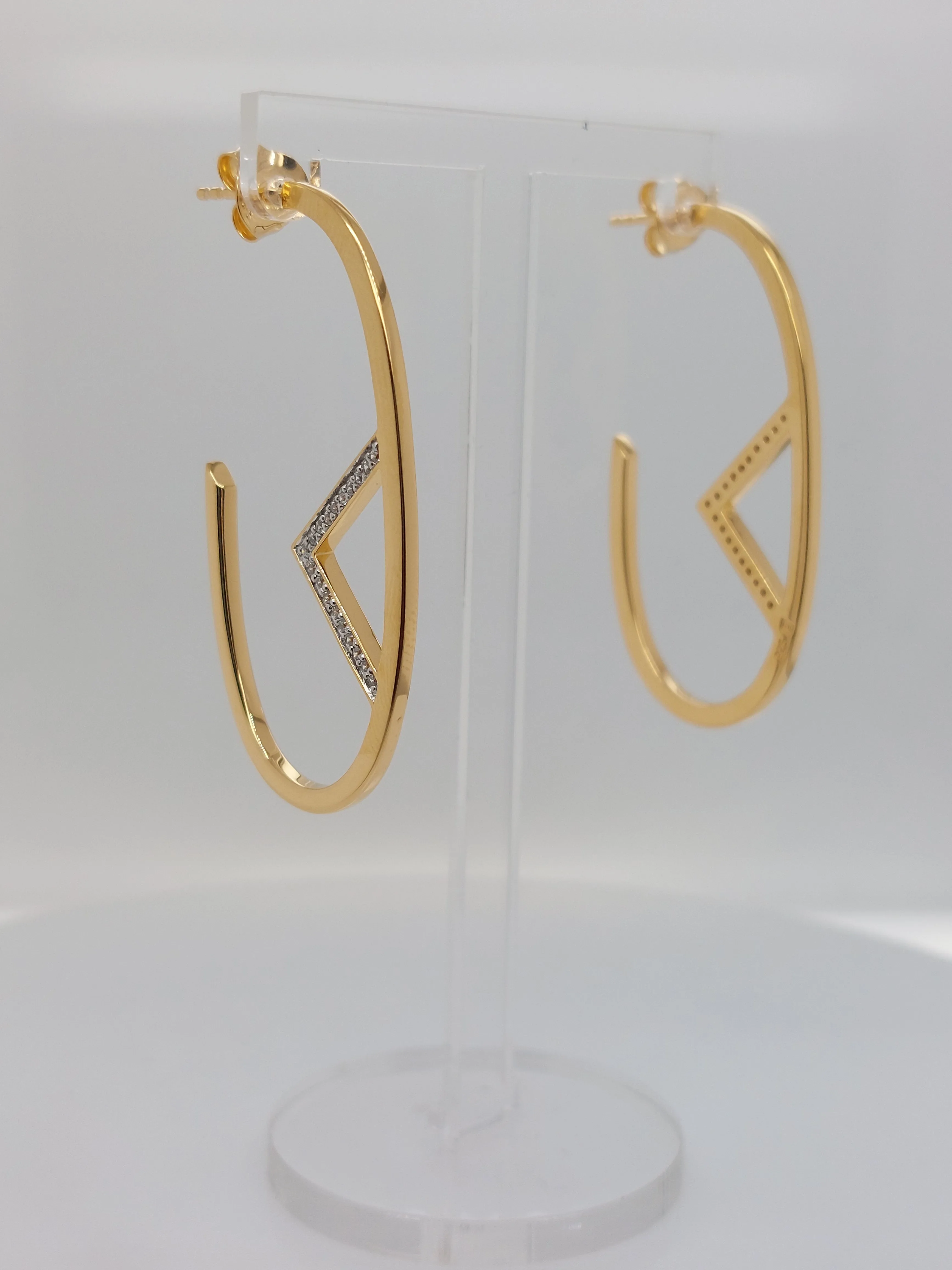 Yellow Oval Triangle CZ Studs