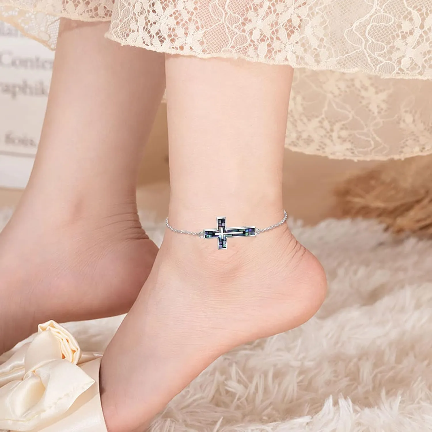 YFN Cross Bracelet Sterling Silver Religious Cross Bracelet Jewelry Gift for Women Men